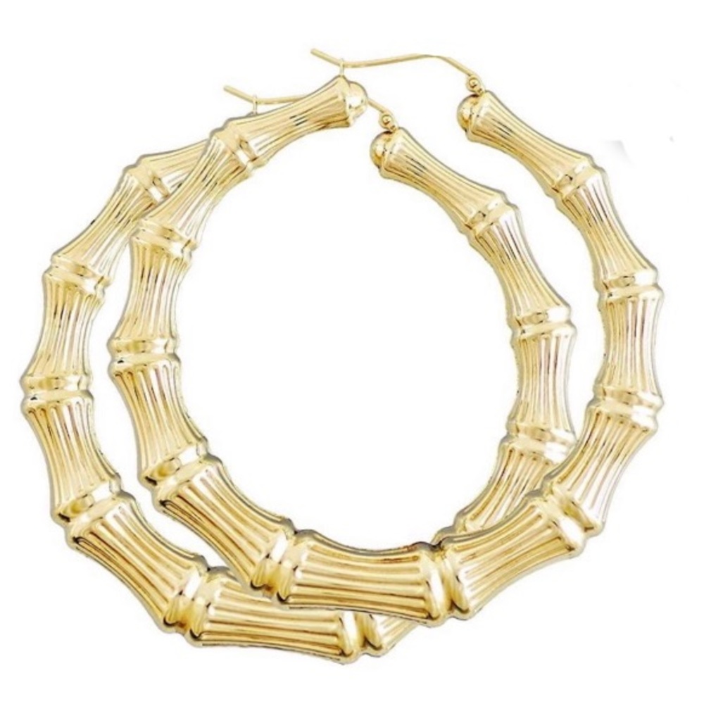 18kt gold filled bamboo earrings -70mm